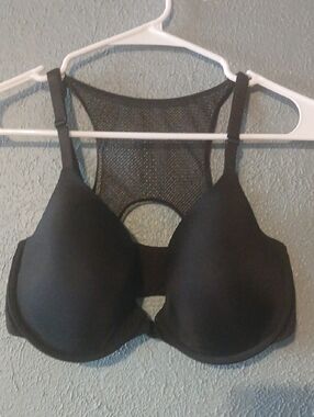 Victoria's Secret Black Padded T-Shirt Bra with Mesh Racerback